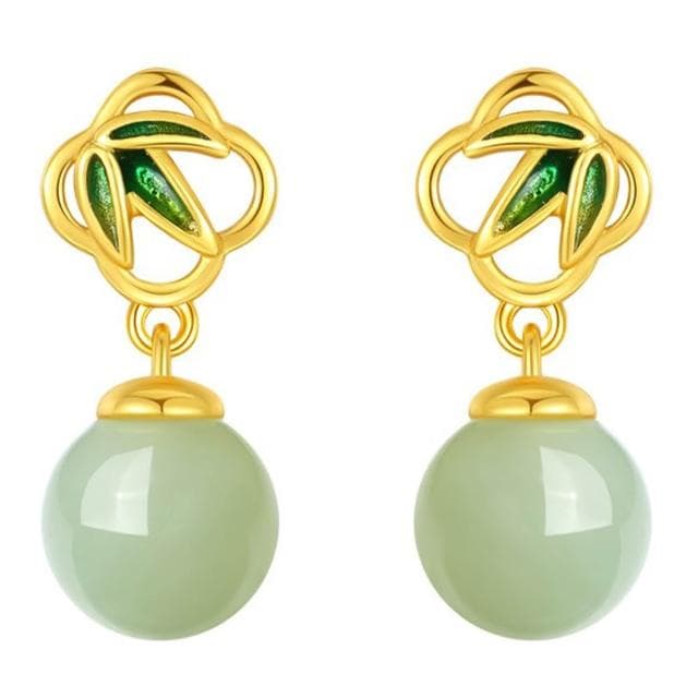 【LEESA】垂墜耳環\和田玉\吊墜\純銀耳環\S925\飾品\耳環\女生耳環