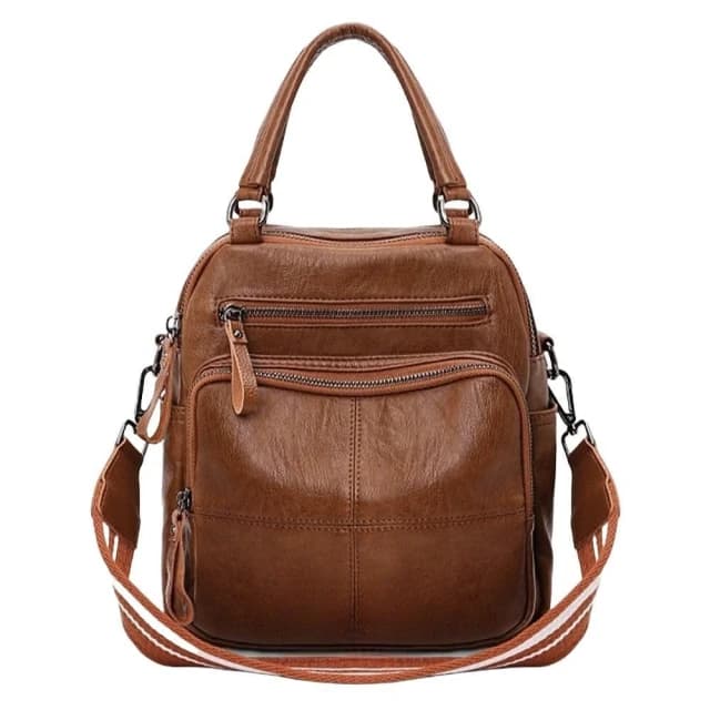 【MoonDy】包包 後背包 軟皮包包 防水後背包 小後背包 手提斜背包 手提女包大容量後背包 復古小背包 棕色包包 生日禮物