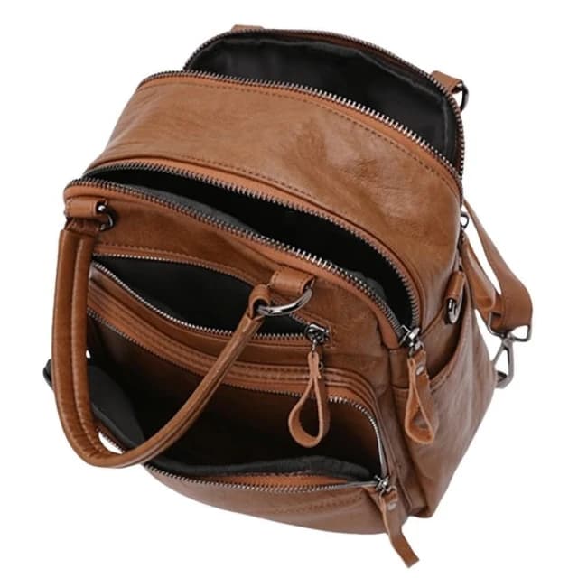 【MoonDy】包包 後背包 軟皮包包 防水後背包 小後背包 手提斜背包 手提女包大容量後背包 復古小背包 棕色包包 生日禮物