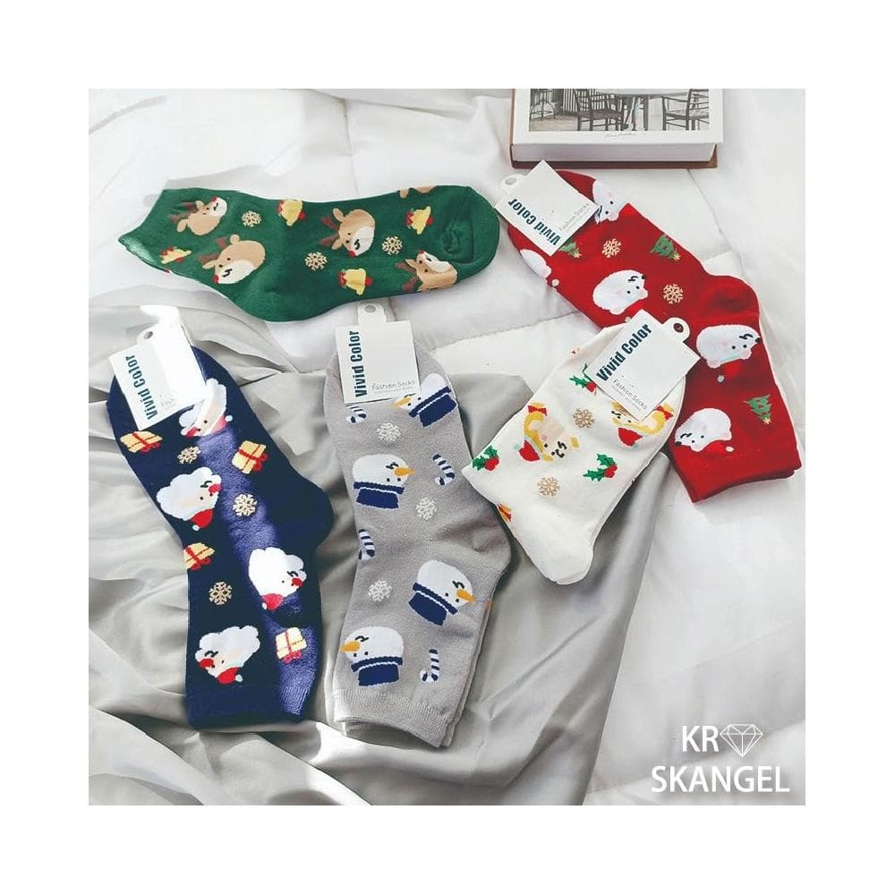 正韓國襪 聖誕襪 節慶襪子 中筒襪 聖誕老人襪 麋鹿襪 白熊襪 小精靈襪 聖誕禮物襪 台灣出貨 台灣賣家