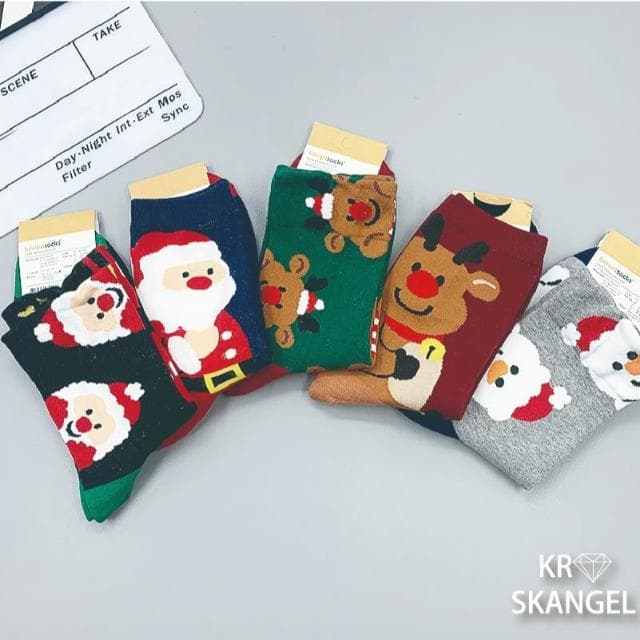 正韓國襪 聖誕襪 節慶襪 中筒襪 聖誕老人 麋鹿襪 雪人襪  植絨襪 聖誕禮物 緹花襪 台灣出貨 台灣賣家