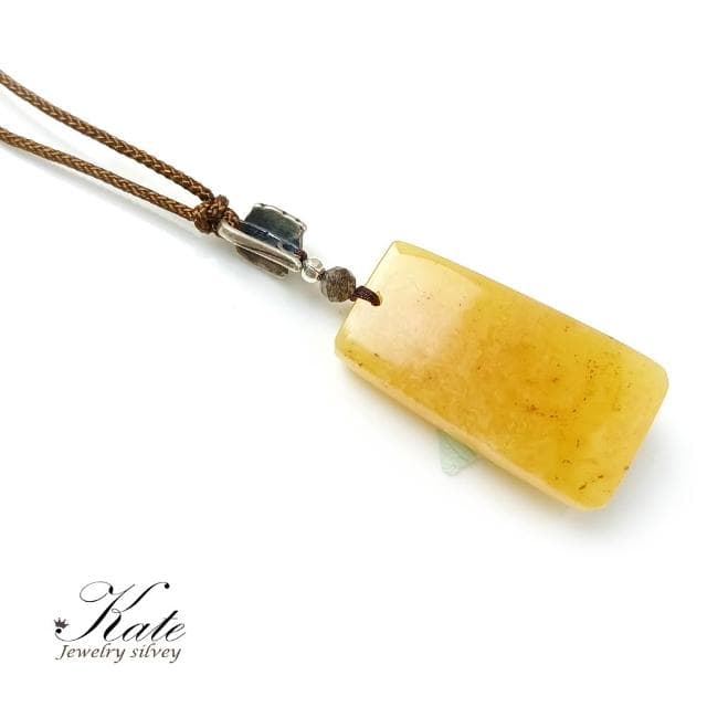 【KATE】銀飾 手工設計小舞獅天然琥珀蜜蠟無事牌項鍊 波羅的海琥珀蜜蠟 植物珀 無事牌蜜蠟 色澤潤美 生日禮物 情人禮物