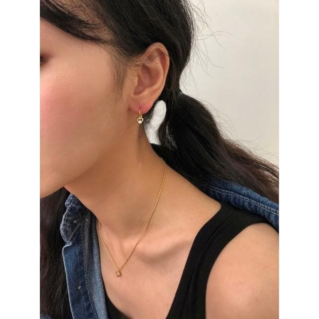 em925純銀┃耳扣式耳環┃細圈扣+愛心小墜