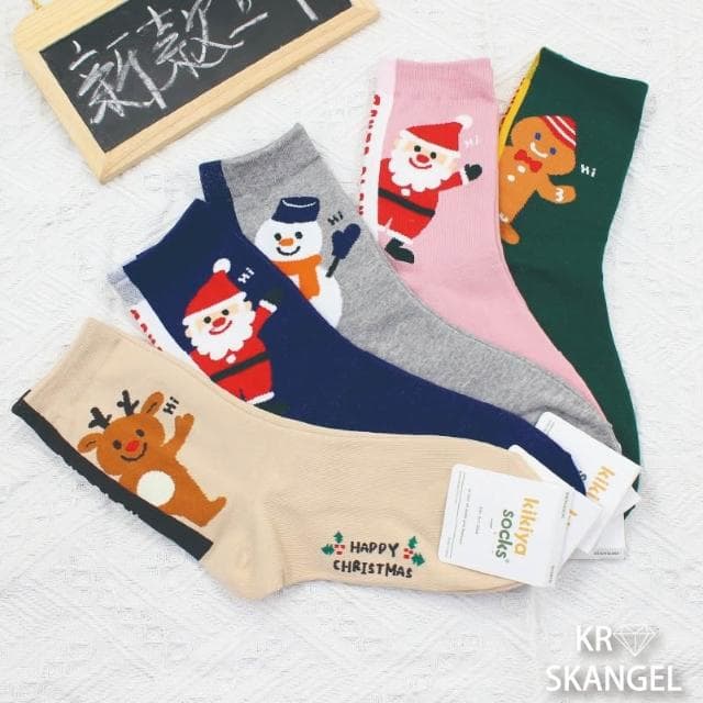 正韓國襪 聖誕襪子 節慶襪子 中筒襪 聖誕老人襪 麋鹿襪 聖誕樹襪子 交換禮物襪 熊熊襪 台灣出貨 台灣賣家