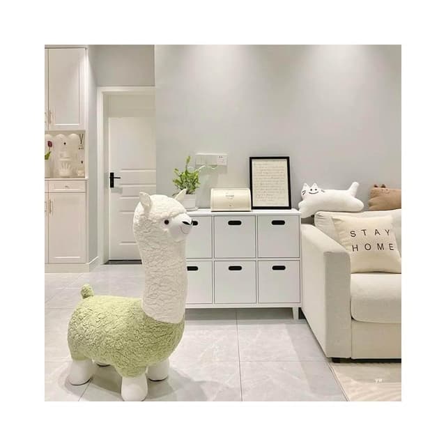 羊駝凳毛絨創意小羊坐凳客廳擺件網紅凳喬遷禮物卡通凳子換鞋