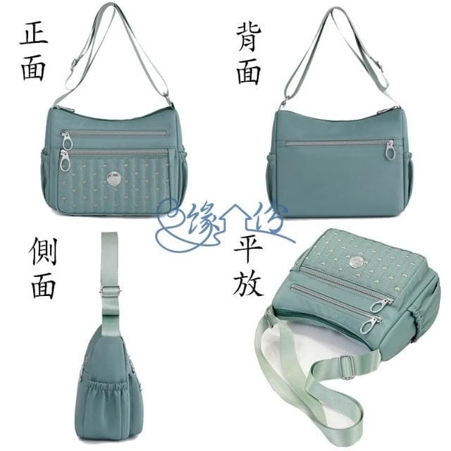 愛心繡花尼龍側背包 時尚包 斜背包 淑女包 單肩包 情人節禮物【緣份小屋】