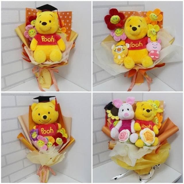 小熊維尼花束 正版小熊維尼 娃娃花束 求婚花束 畢業花束 情人節花束 母親節花束 生日禮物 教室節 聖誕節禮物