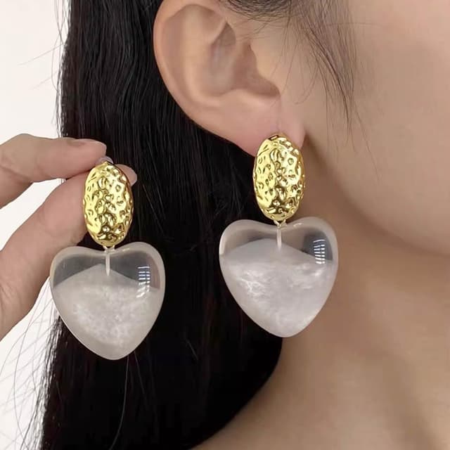 【LEESA】垂墜耳環\吊墜\高級感\耳環\愛心耳環\飾品\百搭\女生耳環\
