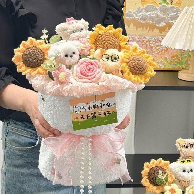 扭扭棒可愛小狗玩偶花束手工成品七夕情人節送女生的生日禮物閨蜜