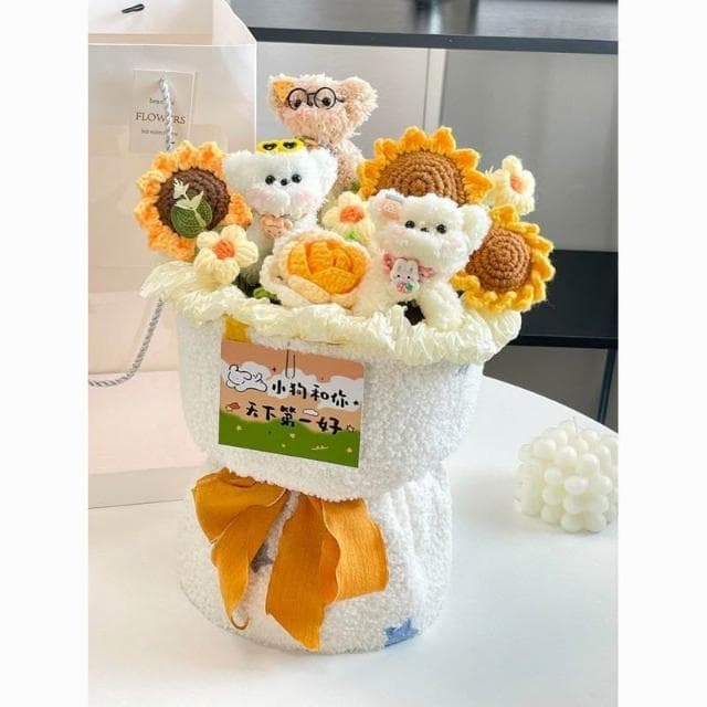 扭扭棒可愛小狗玩偶花束手工成品七夕情人節送女生的生日禮物閨蜜