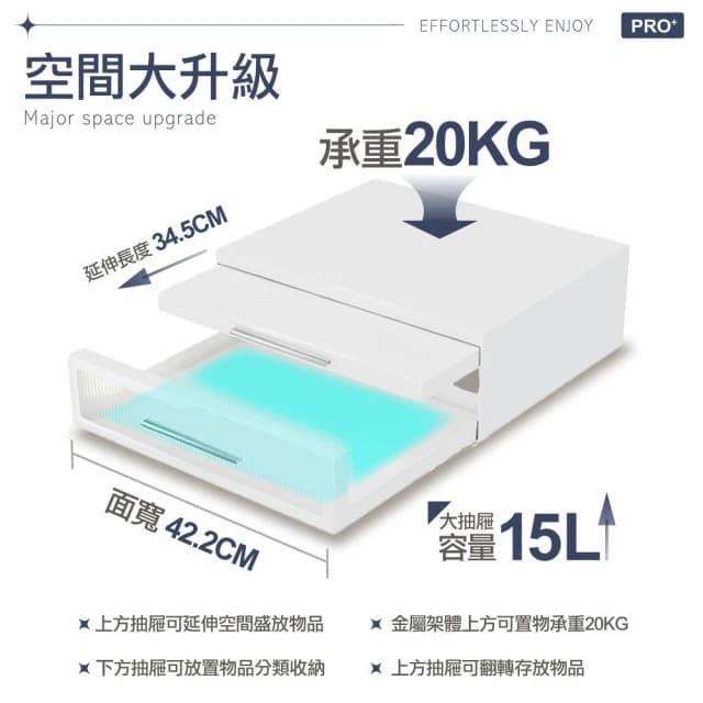 【ANDYMAY2】鋼製廚房雙層電器抽屜式工作台-42CM （抽屜收納 廚房收納 咖啡機架）
