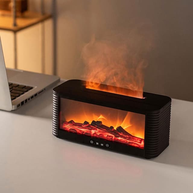火焰壁爐薰香機 水箱220ml 附遙控器 香氛機 擴香機 香薰機 七彩變色 自動關機 壁爐 火爐 夜燈 遙控器 缺水斷電