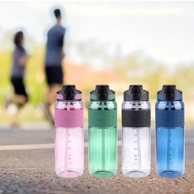 Oasis Tritan 彈蓋吸管運動水瓶 1000ml (海洋藍/漿果粉/森林綠/清亮黑;水壺/健身水壺/運動水壺)
