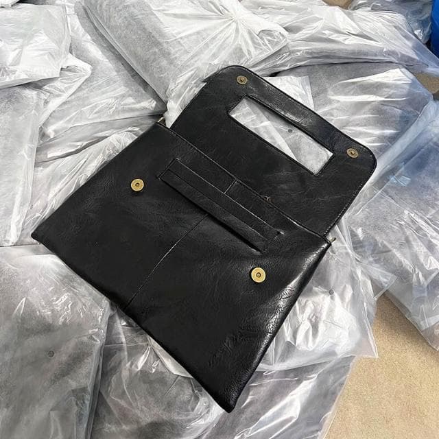 高品質斜挎公文包大容量簡約單肩斜挎手拿文件包手抓包信封包質感公事包商務手拿包編織手抓包手機腋下包男女多夾層手提包禮物包