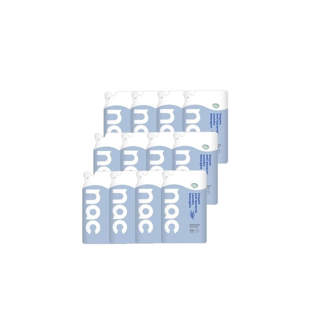 【nac nac】酵素抗菌防螨洗衣精補充包1100mlx12包(嬰兒洗衣精/洗衣補充包)