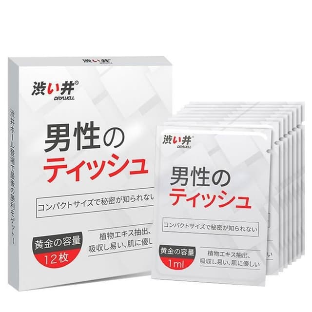 日本生物水分子滲透技術 男用物理控時濕巾 黃金容量一盒12片裝 獨立包裝 衛生方便 男性情趣用品