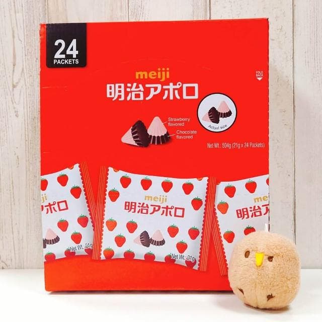 【Meiji 明治】阿波羅草莓可可粒 21公克 24包 ( 草莓 巧克力 可可 雙色巧克力 雙色可可 隨手包)