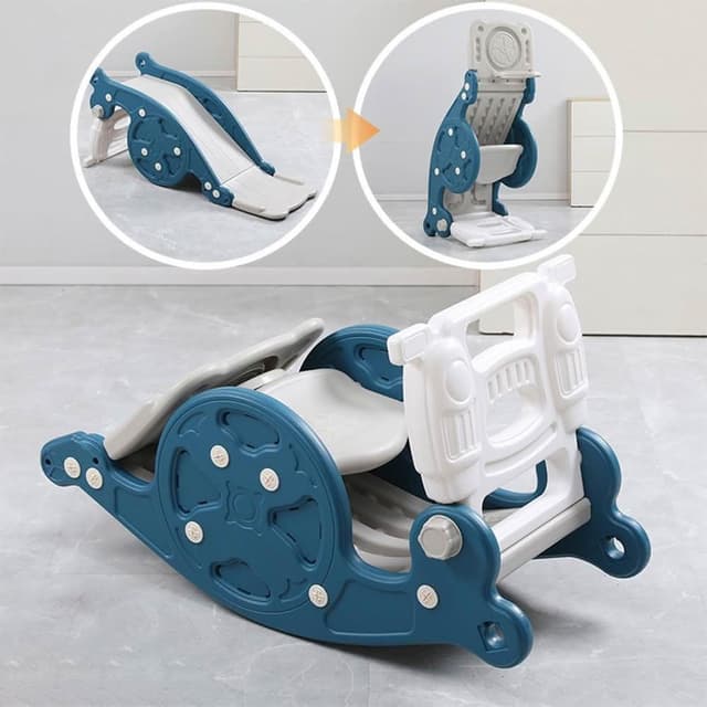 【LEMU 樂牧】多功能玩具兒童搖搖馬溜滑梯玩具籃球架(搖搖馬/兒童玩具/兒童生日禮物/溜滑梯)