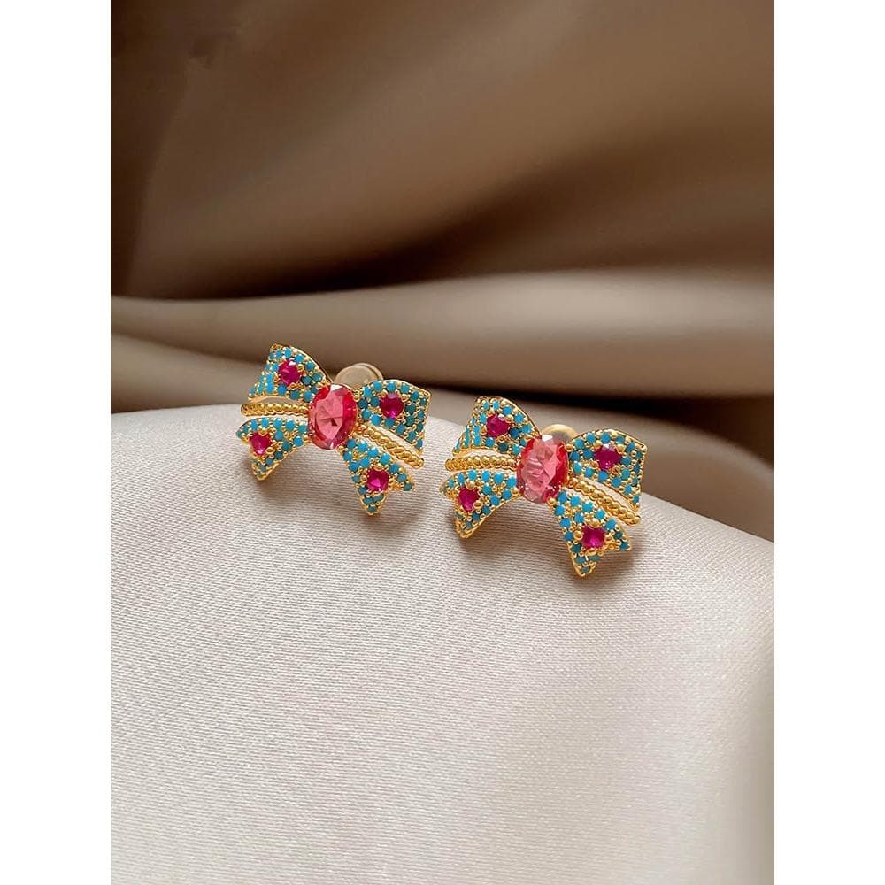 🎗飾間首飾鋪 彩色蝴蝶結耳飾女高級感輕奢民族風適合春天的耳環耳環