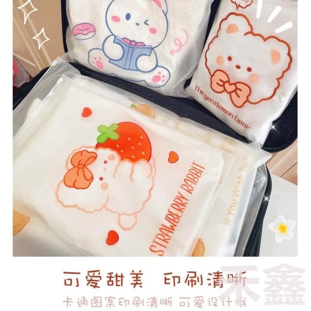 可愛卡通衣物收納袋/防水收納袋/旅行收納袋/防塵袋/拉鍊袋/磨砂透明旅行夾鏈袋/防水袋