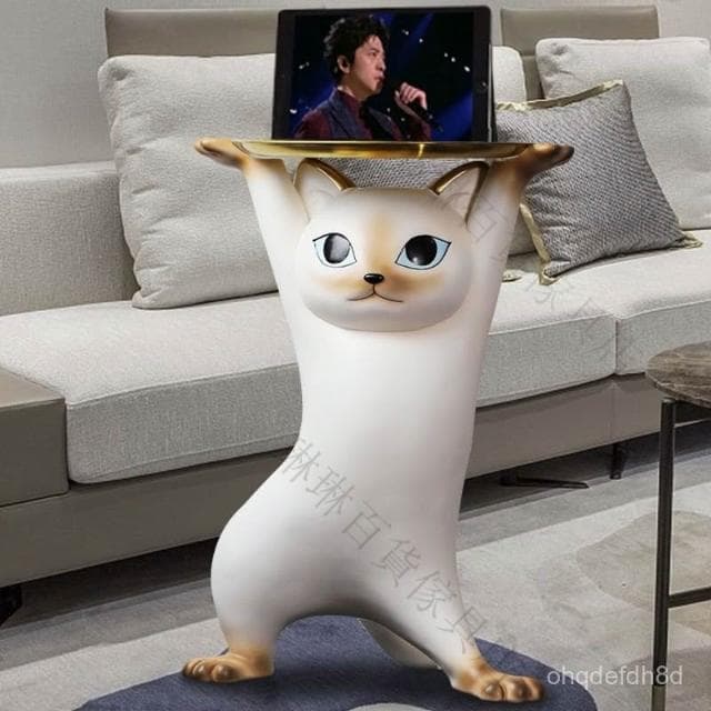 沙鵰妖嬈貓電視櫃旁邊客廳大型落地託盤大號裝飾擺件新傢喬遷禮物