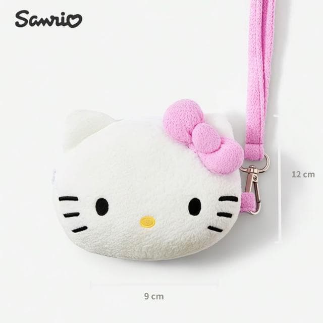 【SANRIO 三麗鷗】Hello Kitty凱蒂貓正版授權雙面毛絨零錢包耳機包吊飾鑰匙圈(閨蜜女兒女友老婆生日聖誕交換禮物)