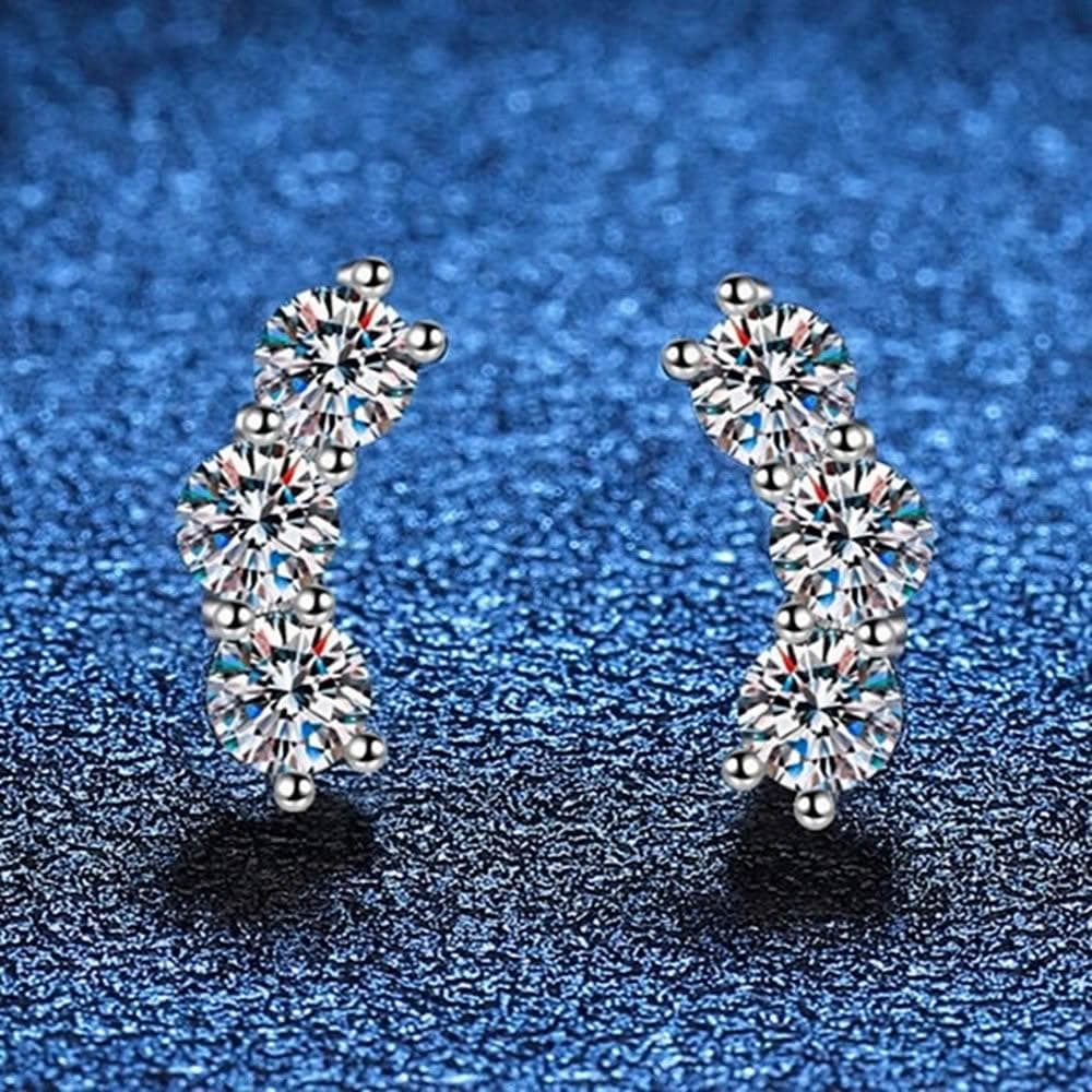 【巴黎精品】現貨+預購頂級莫桑鑽石耳環925純銀耳環女耳針銀飾情人節禮物-1.2克拉微笑簡約女飾品2色a1kv3