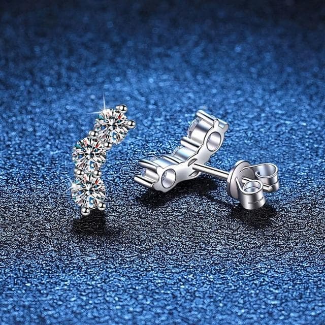 【巴黎精品】現貨+預購頂級莫桑鑽石耳環925純銀耳環女耳針銀飾情人節禮物-1.2克拉微笑簡約女飾品2色a1kv3