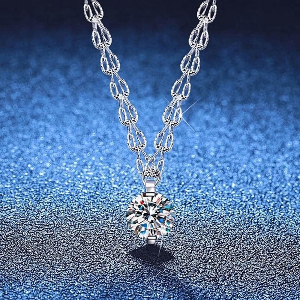 【巴黎精品】現貨+預購 頂級莫桑鑽石項鍊925純銀女項鍊項鏈鎖骨鏈情人節禮物-1克拉鳳尾單鑽女飾品a1kv21