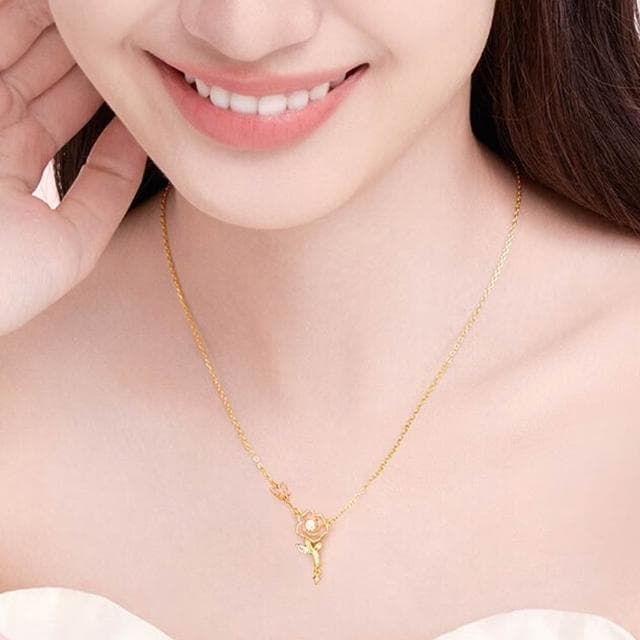 【LEESA】鋯石項鍊\吊墜項鍊\純銀項鍊\玫瑰項鍊\女生項鍊\情人節禮物