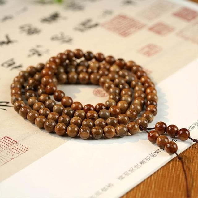 【MoonDy】多圈手鍊 天然庫克菩提 108顆佛珠手串 圓珠項鍊 念珠飾品