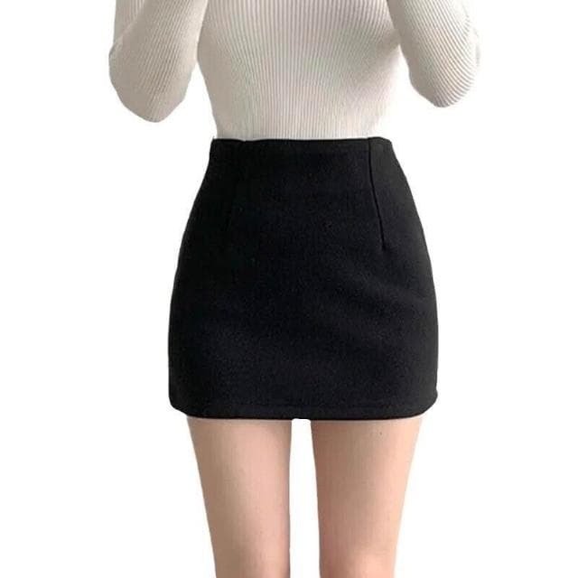 半身裙女短裙秋冬季杏色毛呢半身裙包臀裙女秋冬2025新款小個子百搭通勤短裙洋裝裙子包臀短裙女a字裙約會生日氣質包臀裙