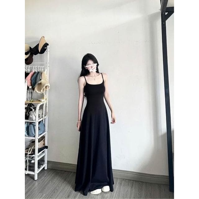 連衣裙女吊帶裙長裙女法式黑色吊帶連衣裙子女2025夏季新款小個子海邊度假氣質顯瘦長裙洋裝裙子約會生日高級感氣質長裙女
