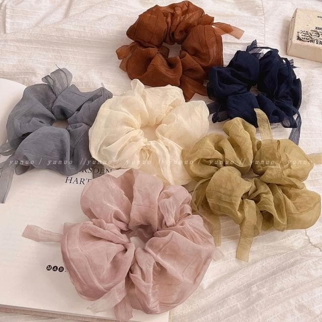 大腸發圈髮圈女髮飾高級感溫柔網紗蝴蝶結2025新款紮馬尾不傷發頭繩氣質發繩頭花(情人節 生日 髮飾 頭飾 大腸圈 禮物)