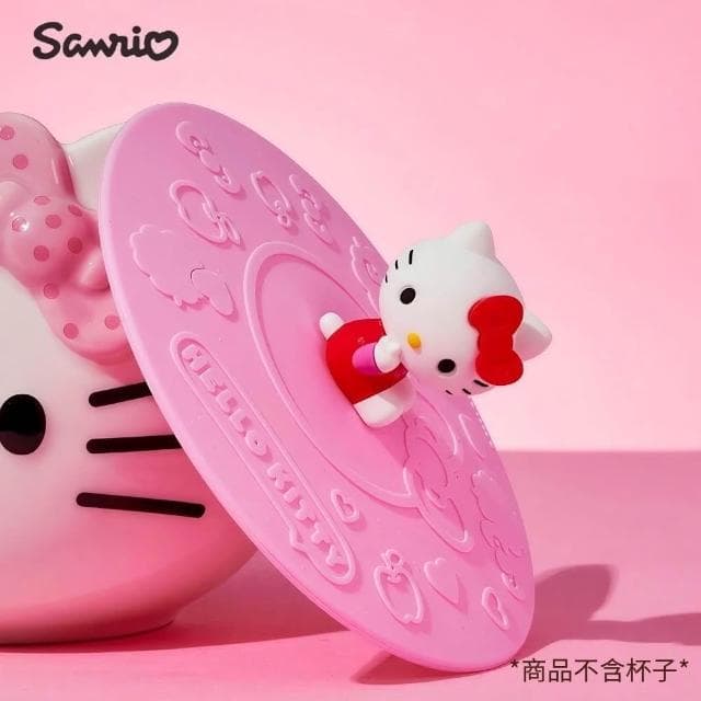 【SANRIO 三麗鷗】Hello Kitty凱蒂貓正版立體造型高品質無毒矽膠杯墊杯蓋(盒裝老婆女友女兒聖誕交換生日禮物