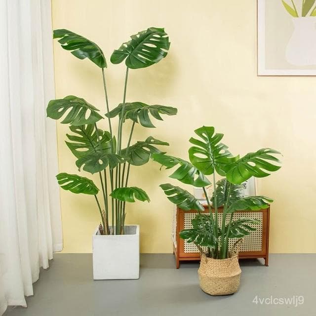 北歐風仿真綠植龜背竹盆栽擺件大型室內客廳假植物網紅落地裝飾