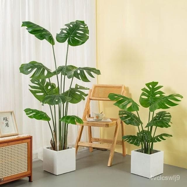 北歐風仿真綠植龜背竹盆栽擺件大型室內客廳假植物網紅落地裝飾