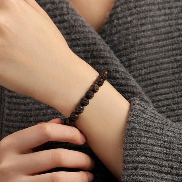 【MoonDy】綠奇楠沉香手鍊 單圈佛珠手串 8mm沉香串珠飾品 沉香手飾 復古文玩 