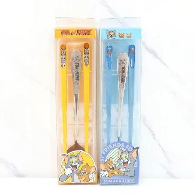 【華納兄弟影業】湯姆貓 傑利鼠 Tom & Jerry 筷子餐具組 PP盒裝 不鏽鋼湯匙 筷子 環保餐具 餐具 筷子 湯匙