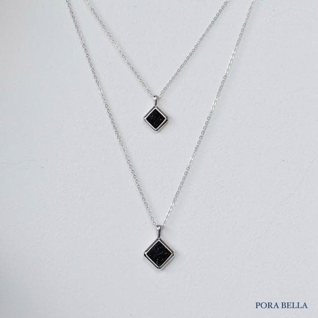 【Porabella】925純銀人造藍砂石項鍊 情侶項鍊 吊墜鎖骨鏈 輕奢小眾項鍊 情人節禮物生日禮物 Necklace