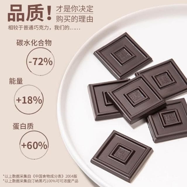 心心相印 汀納100%醇黑巧克力純可可脂無蔗糖健身零食量販袋裝400克80片