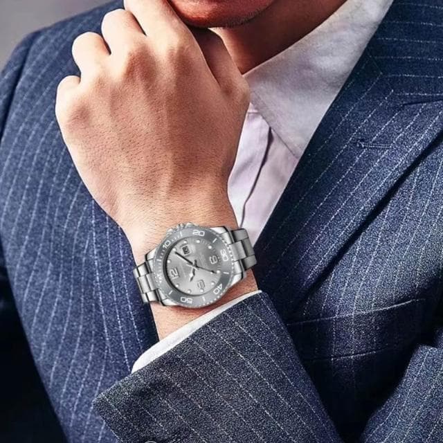 [江心獨具]新款名錶灰遊艇簡約帥氣鏤空高級時尚全自動組件機械手錶 男士日曆夜光手錶 鋼帶男錶 男士手錶