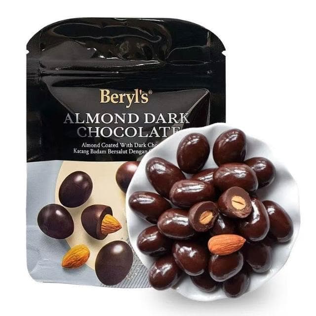 天下美食 馬來西亞原裝進口倍樂思扁桃仁夾心牛奶巧克力黑巧克力袋裝35g