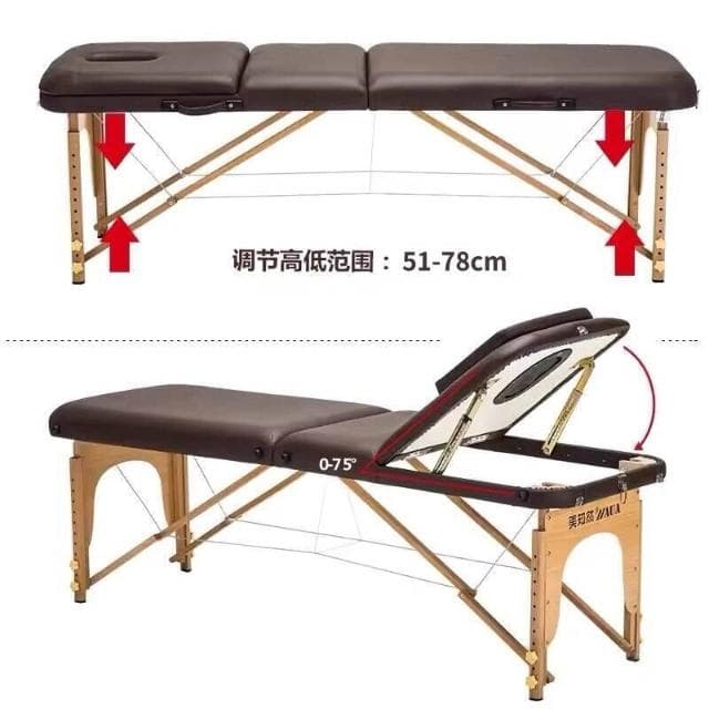 可折疊按摩床家用便攜式推拿理療床紋身紋繡美容床實木手提
