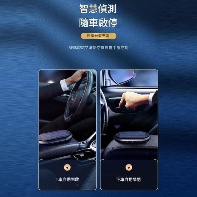 太陽能車載空氣清淨機 負離子汽車淨化器 智慧檢測 HEPA濾網 靜音除異味/甲醛/除PM2.5 小型USB車用