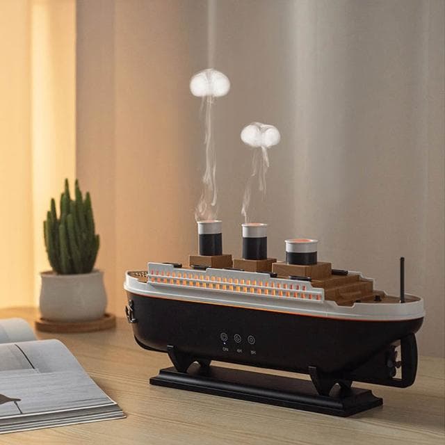【宅造印象】創意香氛加濕器 桌面造型輪船香薰機 火山水母吐煙圈擴香燈