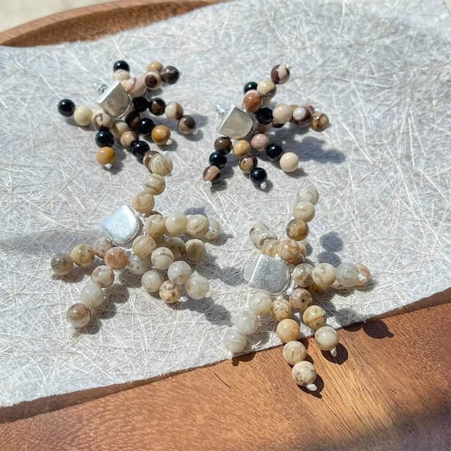 【LEEHER】斑馬石耳環/流蘇項鍊/項鍊/耳環/流蘇耳環/毛衣鏈/菩提石項鍊/