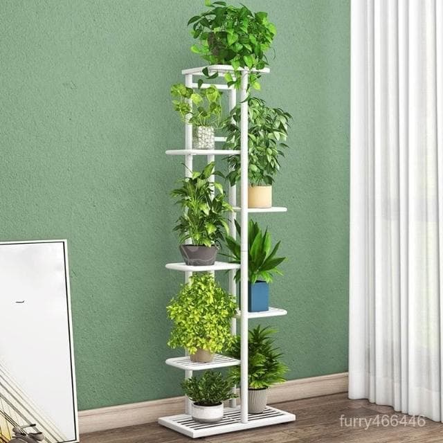 歐室內家用陽臺裝飾置物架鐵藝客廳簡約花盆多層掛架綠蘿 置物架 層架 陽台花架 植物架子 盆栽置物架 花架子