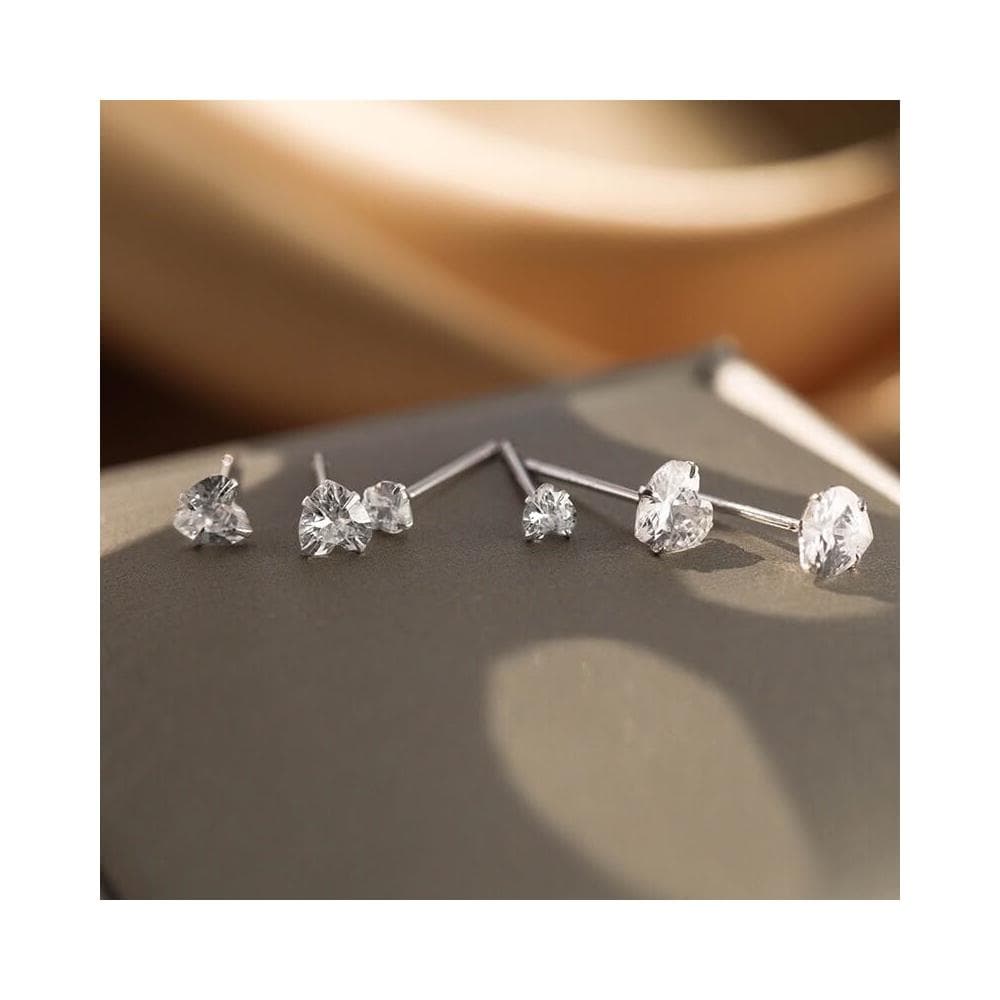 S925純銀 愛心水鑽耳環 M25 日韓流行時尚 通體純銀 迷你 小巧 超閃水鑽 心型 鑽愛心 耳針 耳飾 耳環