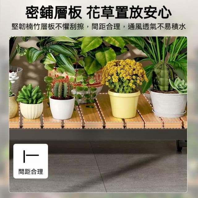 花盆架盆栽架子 植物架 盆栽架子 可移動帶輪置物架階梯 多層花架子